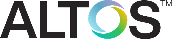 ALTOS logo with a multicolor circular ring forming the O in the wordmark