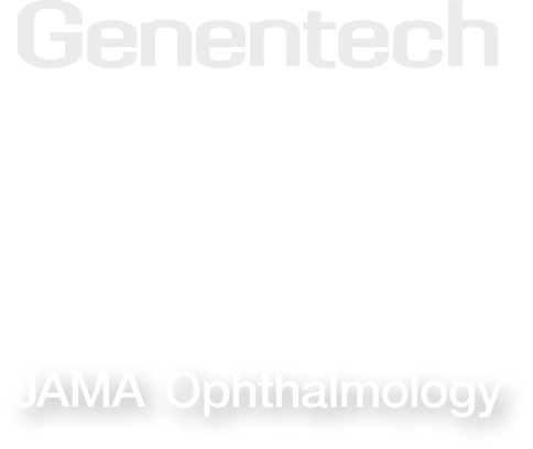 Collage of three sponsor logos: Genentech at top, Hippocratic AI with shield and 'Do No Harm' in the middle, and JAMA Ophthalmology at the bottom
