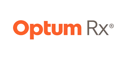 OptumRx logo orange Optum and gray Rx text on a white background