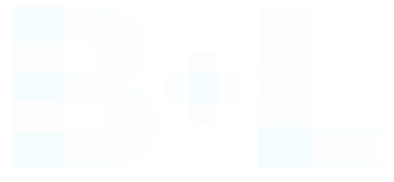 Logo with the letters B + L, the B on the left and L on the right separated by a plus sign.