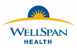WellSpan Health logo blue circle sunburst above a curved yellow arc with blue WELLSPAN HEALTH text
